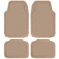 CAR PASS Beige Rubber Car Mats, All-Weather Floor Mats Full Set Durable Anti-Slip 3D Rhombus Waterproof Automotive Pad Trim to Fit Liner Universal Fit for Sedan SUV Truck Van, 4 Pcs All Beige Rubber - color: Beige