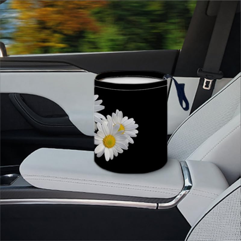 Portable Reusable Waterproof Car Trash Bin, Multipurpose Vehicle Organizer, Road Trip Essentials (Daisy)