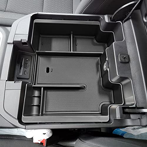 Full Size Center Console Organizer Tray Compatible with 2019-2022 Chevy Silverado/GMC Sierra 1500 and 2020-2022 2023 Silverado/Sierra 2500HD 3500HD Accessories -Full Console w/Bucket Seats ONLY, Black - color: Black