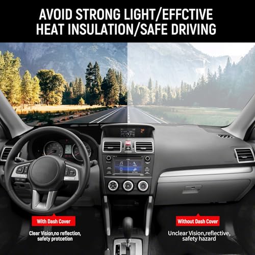 Dashboard Cover Mat for Subaru 2014-2018 Forester Accessories Black Flannel Material Anti-Slip Dash Cover Mat Sunshade Glare UV Rays Protector - size: for Subaru 2014-2018 Forester