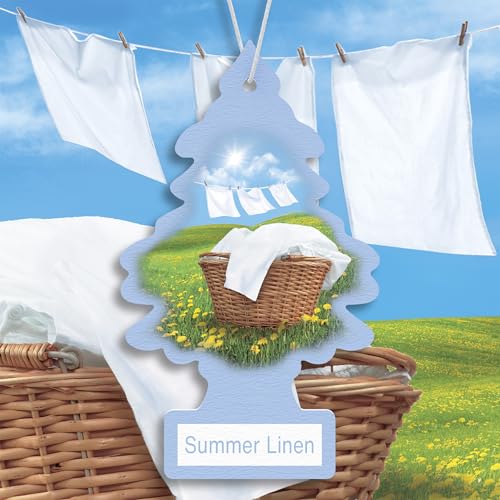 LITTLE TREES Car Air Freshener | Hanging Tree Provides Long Lasting Scent for Auto and Home | 24 Air Fresheners |Summer Linen - color: Summer Linen, size: 6 Count (Pack of 4)