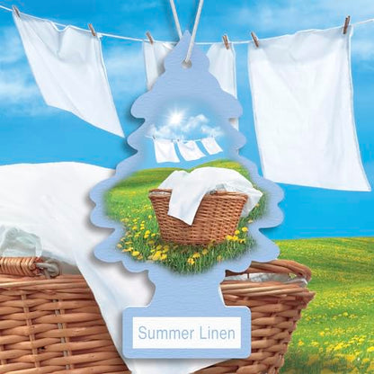 LITTLE TREES Car Air Freshener | Hanging Tree Provides Long Lasting Scent for Auto and Home | 24 Air Fresheners |Summer Linen - color: Summer Linen, size: 6 Count (Pack of 4)