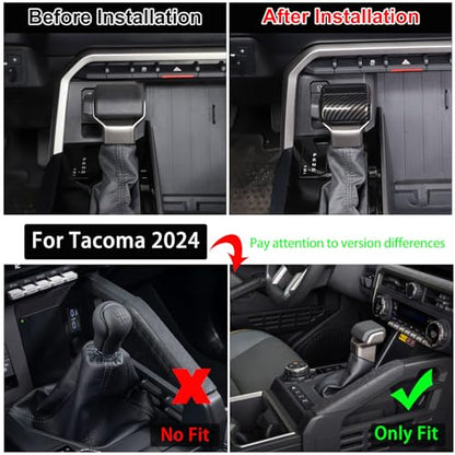 Aunginsy Car Gear Shifter Hand Brake Trim Cover Compatible with Toyota Tundra 2022+, Sequoia 2023+ & Tacoma 2024+, ABS Automatic Center Console Gear Shift Head Knob Scratch Protector Cover Accessories - color: Carbon Fiber Pattern(A)