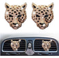 2PCs Golden Bling Leopard Air Freshener Vent Clip Rhinestone Car Decoration Interiors Accessory