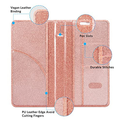 CoBak Car Registration and Insurance Holder - Vehicle Glove Box Car Organizer,Auto Truck Comparment Accessories Case with Magnetic Closure for Essential Document,Driver License,Cards - color: L-Glitter Rose Gold