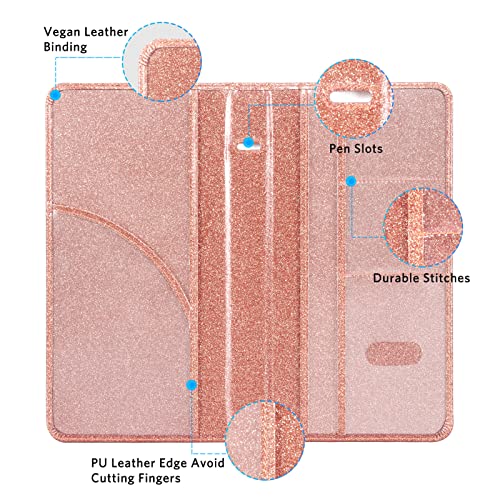 CoBak Car Registration and Insurance Holder - Vehicle Glove Box Car Organizer,Auto Truck Comparment Accessories Case with Magnetic Closure for Essential Document,Driver License,Cards - color: L-Glitter Rose Gold