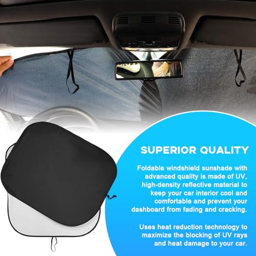 2 PCS Car Windshield Sun Shade, Auto Sun Heat and UV Rays Blocker, 33"×36" Foldable Automotive Front Window Sunshade Protector, Universal Vehicle Interior Accessories (Silver-L) - color: Silver-L (33×36 inches)