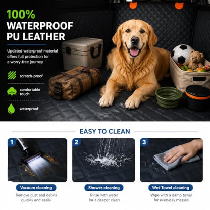 Split Cargo Liner for SUV – for Dogs & Pets, Heavy-Duty, 100% Waterproof Trunk Mat & Cargo Cover – Fits 60/40 Split Bench & Armrest Pass-Through – Machine Washable, Non-Slip, Durable