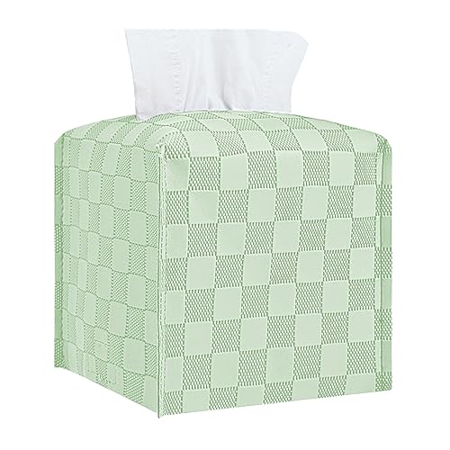 Tissue Box Cover, Tissue Box Holder Square, Tissue Holders Decorative Organizer for Home Decor, Tabletop and Car, 5"X5"X5" (Green) - color: Green