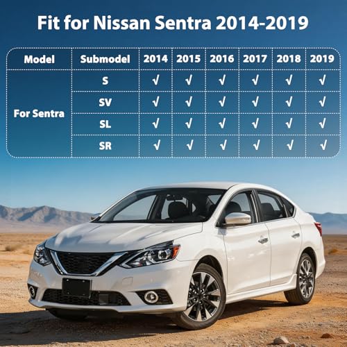 Floor Mats for Nissan Sentra 2014 2015 2016 2017 2018 2019 All Weather TPE Floor Liners Custom Fit Sentra Heavy Duty Car Accessories mat Set, Front & 2nd Row & Trunk Mat - style: 20) For Nissan Sentra | 2014-2019 | Combo Set