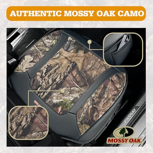 Mossy Oak Car Seat Cover, Luxury Faux Leather Front Bottom Seat Cushion Cover, Universal Anti-Slip with Wrap-Around Design and Storage Bags, Suitable for Most Vehicles - Gray Color 1 Piece - color: Gray