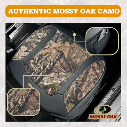 Mossy Oak Car Seat Cover, Luxury Faux Leather Front Bottom Seat Cushion Cover, Universal Anti-Slip with Wrap-Around Design and Storage Bags, Suitable for Most Vehicles - Gray Color 1 Piece - color: Gray
