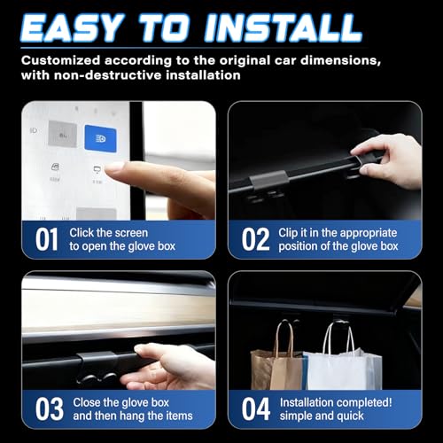4PCS Glove Box Hooks, Compatible with Tesla Model Y Juniper 2025 2026 and Model 3 Highland Accessories, Glove Box Organizer Bag Holder, Storage Hanger Clip - color: 3PCS