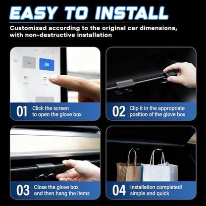 4PCS Glove Box Hooks, Compatible with Tesla Model Y Juniper 2025 2026 and Model 3 Highland Accessories, Glove Box Organizer Bag Holder, Storage Hanger Clip - color: 3PCS