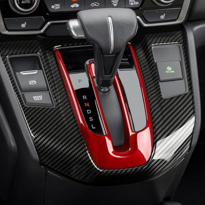 Gas 2PCS Gear Shift Panel Decals for Honda CRV 2017 2018 2019 2020 2021 2022 Accessories CR-V ABS Carbon Fiber Stickers - color: 2pcs Gas Gear Shift Panel