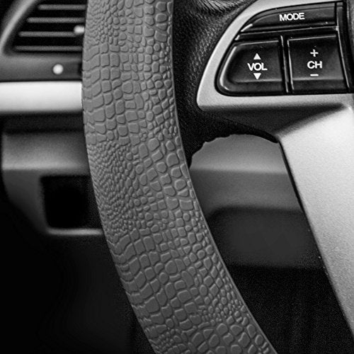 FH Group Universal Fit Silicone Snake Pattern with Massaging Grip Steering Wheel Cover fits most Cars, SUVs, Trucks, and Vans Gray - color: Gray