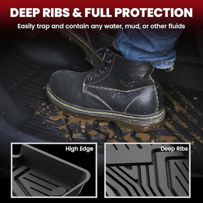 LASFIT Floor Mats & Trunk Mat for Honda CR-V 2017-2022 Gas Only (Upper Position), All Weather Protection TPE Floor Liners 1st & 2nd Row & Cargo Mat Full Set, Black - style: 2）For Honda CR-V | 2017-2022 | Full Set (Cargo Mat in Upper Position)