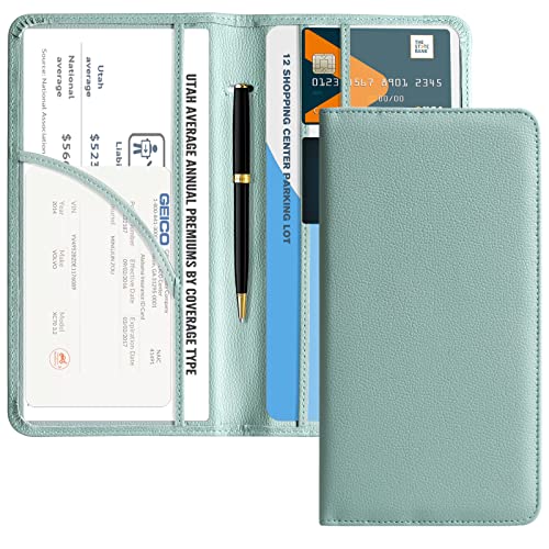 CoBak Car Registration and Insurance Holder - Vehicle Glove Box Car Organizer,Auto Truck Comparment Accessories Case with Magnetic Closure for Essential Document,Driver License,Cards - color: L-Sage