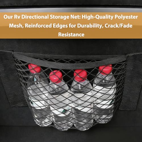 2 Pcs Universal Mesh Storage Pocket Bag, 9.8" x 23.6" Elastic Cargo Net Organizer with Hook & Loop Tape for Car SUV RV Camper and Home, High Capacity Wall Sticker Pouch for Trunk and Travel Storage