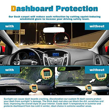 x xotic tech Center Console Dashboard Mat Pre-Cut Non-Slip Sunshield Sun Glare Protector Dash Carpet Pad Black Cover Compatible with Ford Focus 2012-2018 - color: Compatible with Focus 2012-2018