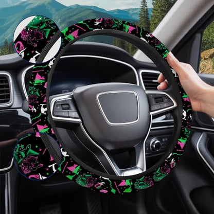 GENANY Good Witch Steering Wheel Cover, Non Slip Polyester Car Wheel Protector for Car SUV Truck, Universal 15 Inch - color: Good Witch