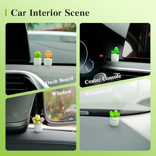 YGMONER Mini Flower Pot Car Ornament & Mini Succulent Dashboard Decor, 5pcs Desktop Miniature Pottery Planter for Car Interior Decoration