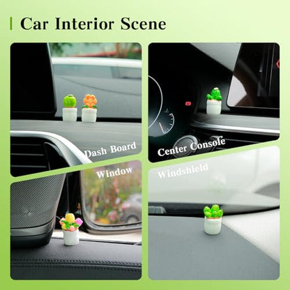 YGMONER Mini Flower Pot Car Ornament & Mini Succulent Dashboard Decor, 5pcs Desktop Miniature Pottery Planter for Car Interior Decoration