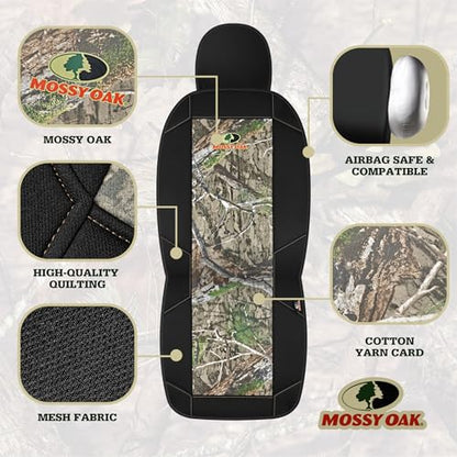 Mossy Oak Camo Seat Covers Low Back - Premium Cotton Twill Car Seat Cover, Airbag Compatible, Universial Fit Most Front Seats - Official Licensed Product - color: Cotton Low Back