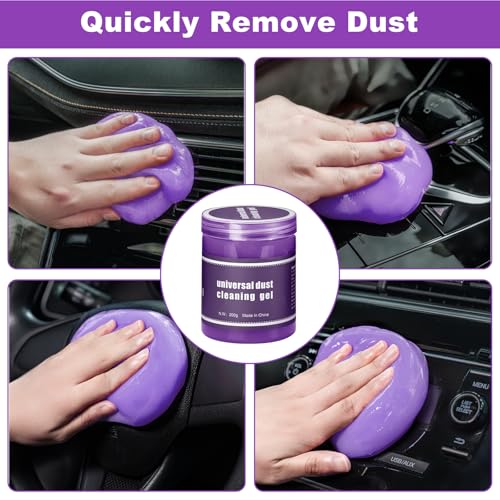 Windshield Cleaner Tool, 17Pcs Purple Car Interior Cleaning Kit, Detailing Kit Cleaner, Detailing Brush, Cleaning Gel, Inside Cleaning Supplies Accessories for Trucks, SUVs, RVs Window