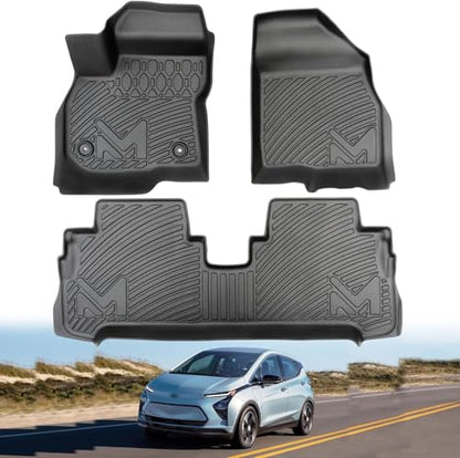 Floor Mats Custom for Chevrolet Bolt EV (Not for EUV) 2017-2024, TPE Automotive All Weather Cover Protection Waterproof Black Floor Liner Front & Rear Row Full Set Car Mats, 3PCS - size: 3PCS (2Row), style: For 2017-2024 | Chevy Bolt EV (Not for EUV) | 1s