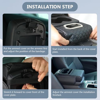 Funvalley Surperfect 5-in-1 Center Console Cover with Cup Holder & Phone Slot, Universal Car Armrest Cushion Organizer, Leather Armrest Cover for Car - style: Style-A
