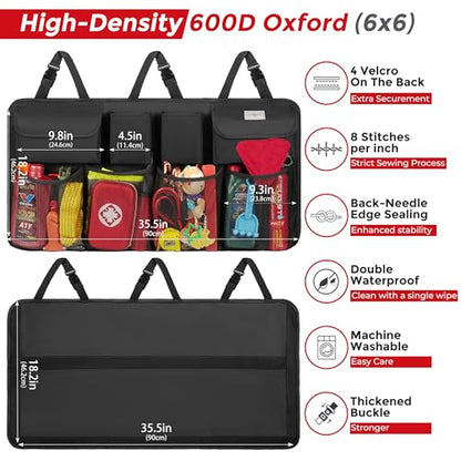 SURDOCA Car Trunk Organizer, LARGE CAPACITY Car Storage Bag with 8 Pockets, 7X Upgraded Trunk Storage Organizer for Car, SUV, Truck, MPV