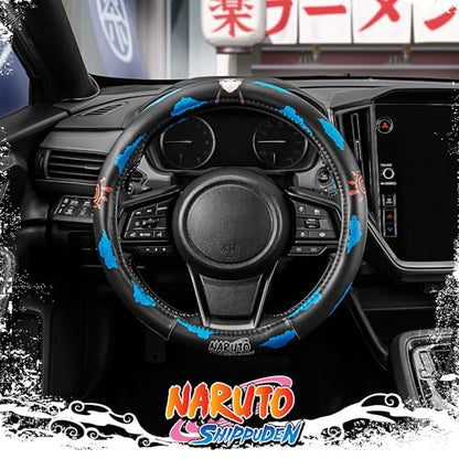 Naruto Shippuden Car Steering Wheel Cover, 15 Inch Anime Steering Wheel Cover, Cushioned Soft Comfortable Cover Anime Car Accessories for Men Women, Kumogakure - color: Naruto Kumogakure