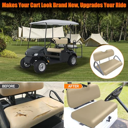 Golf Cart Front Seat Covers Staple On Replacement for EZGO TXT 1995-2013 Golf Cart Beige Micro Fiber Leather Seat Cover - color: Beige, size: EZGO TXT 1995-2013