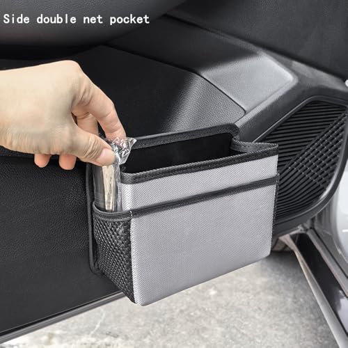 Car Trash Can, Foldable Multifunctional Hanging Storage Box Trash Can with a Roll of Garbage Bag, Multi Pocket Design Suitable for Car, Home, and Office Car Trash Cans (Black)
