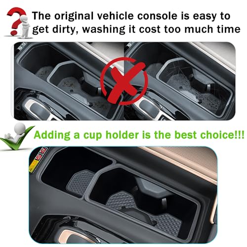2PCS Center Console Cup Holder Inserts for 2024 2025 2026 Toyota Grand Highlander Accessories TPE Cup Holder Protector Drink Holder Coaster Liner for Grand Highlander Interior Black - size: for Grand Highlander 2024-2026