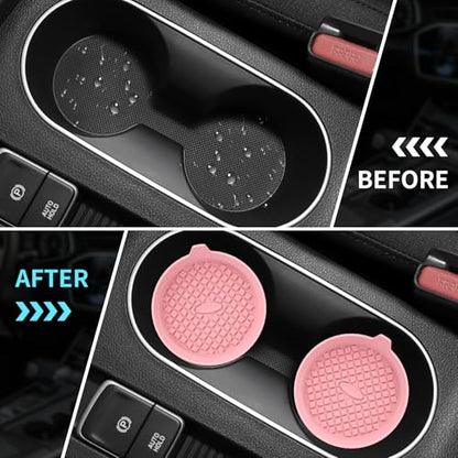 Car Cup Holder Coasters [4 Pack] Silicone Cups Mats, Automotive Universal Non-Slip Recessed Interior Accessories Pink - color: 4pack-pink