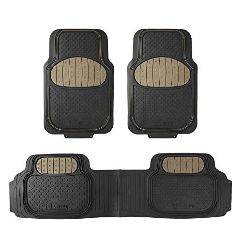 FH Group Heavy-Duty Car Mats - Universal Fit, Trimmable Rubber Floor Mats, Sedans, SUVs, Trucks - Beige - color: Beige