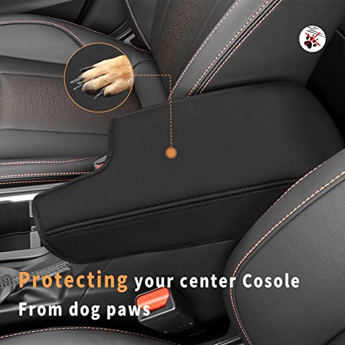 INTGET Car Center Console Armrest Cover for 2021 2022 2023 Subaru Crosstrek 2018 2019 2020/Impreza Accessories 2017-2023 Leather Arm Rest Box Lid Middle Console Cover Seat Protector(Neoprene) - color: Black with neoprene