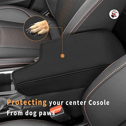 INTGET Car Center Console Armrest Cover for 2021 2022 2023 Subaru Crosstrek 2018 2019 2020/Impreza Accessories 2017-2023 Leather Arm Rest Box Lid Middle Console Cover Seat Protector(Neoprene) - color: Black with neoprene