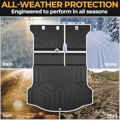 Cargo Mat for 2013-2018 Toyota RAV4 Gas, Full Coverage All Weather Cargo Mat with Backrest Protectors for Toyota RAV4 Accessories (Not fit Hybrid Models)