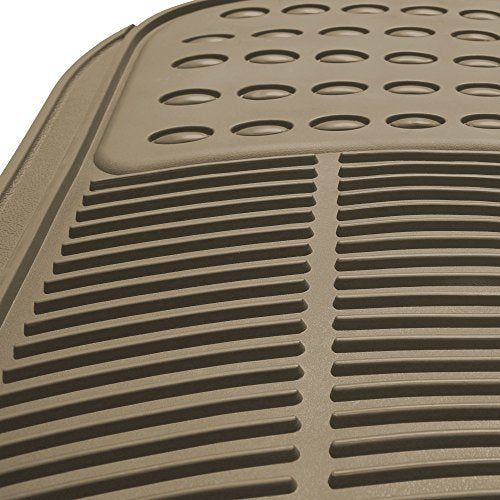 FH Group Climaproof™ Trimmable Non-Slip Vinyl Floor Mats Full Set - Universal Fit for Cars Trucks and SUVs (Beige) F11306 + F16400 - color: Beige, size: Universal, style: Combo Set