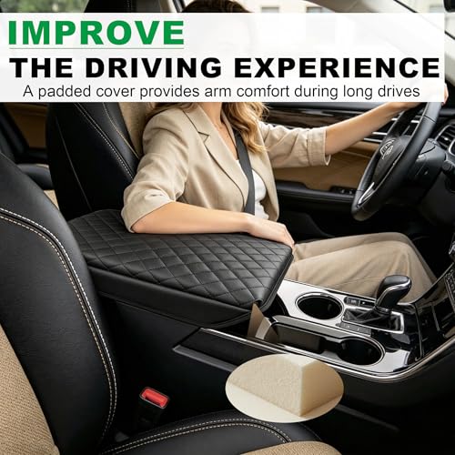 Center Console Cover Armrest Cover for 2025 2026 Chevy Equinox (Not for EV) LT/Activ/RS, Thickened PU Leather Car Armrest Box Cushion Pad Protector with Diamond Stitching, Interior Accessories - size: 2025 2026 Chevy Equinox (Not for EV)