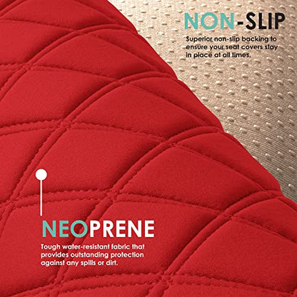FH Group Car Seat Cover Cushion - Cars Trucks SUV, Neosupreme Car Seat Cushions, Waterproof Car Seat Cover Cushion, Universal Fit Car Seat protector Rear Set Red - color: Red, style: Rear Bench