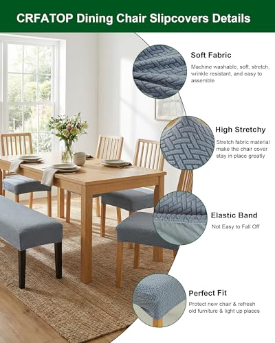 CRFATOP Jacquard Dining Room Chairs Seat Covers Set of 4 with Soft Bench Chair Cover Stretch Kitchen Chair Slipcover Washable Seat Cushion Slipcover Protector for Hotel Ceremony Banquet Wedding,B22 - color: Jacquard B22