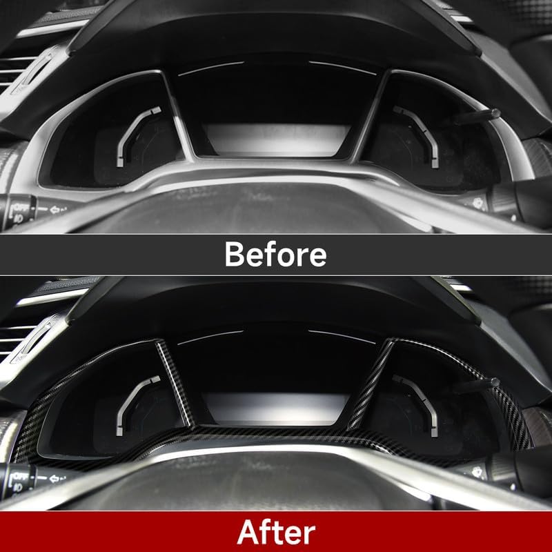 Dashboard Instrument Panel Decals for Honda Civic 2016 2017 2018 2019 2020 2021 10th Gen Accessories ABS Carbon Fiber Interior Stickers - color: Dashboard Trim