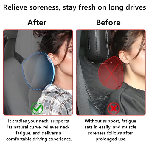 Car Headrest Pillow for Neck Support Memory Foam Car Neck Pillow Universal Fit Head Rest Travel Pillow Car Pillow for Pain Relief While Driving Grey 2pc - size: Silky Headrest Grey 2pc
