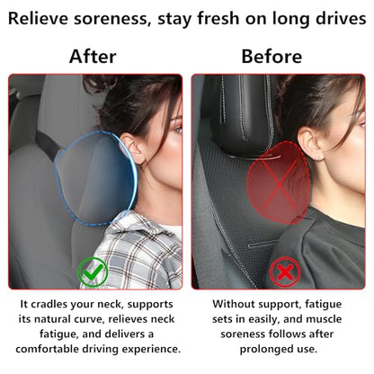 Car Headrest Pillow for Neck Support Memory Foam Car Neck Pillow Universal Fit Head Rest Travel Pillow Car Pillow for Pain Relief While Driving Grey 2pc - size: Silky Headrest Grey 2pc