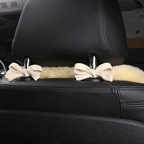 OGLAND Fuzzy Fluffy Fur Sheepskin Universal Car Seat Cover for Auto Soft Cozy Plush Wool Seat Cushion Accessories Automobiles (Honey Beige, 3 Pack Front) - color: Honey Beige