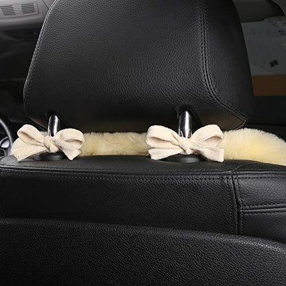 OGLAND Fluffy Cozy Fur Sheepskin Universal Car Seat Cover for Auto Fuzzy Seat Cushion Accessories Automobiles (3 Pack Front, Golden Yellow) - color: Golden Yellow